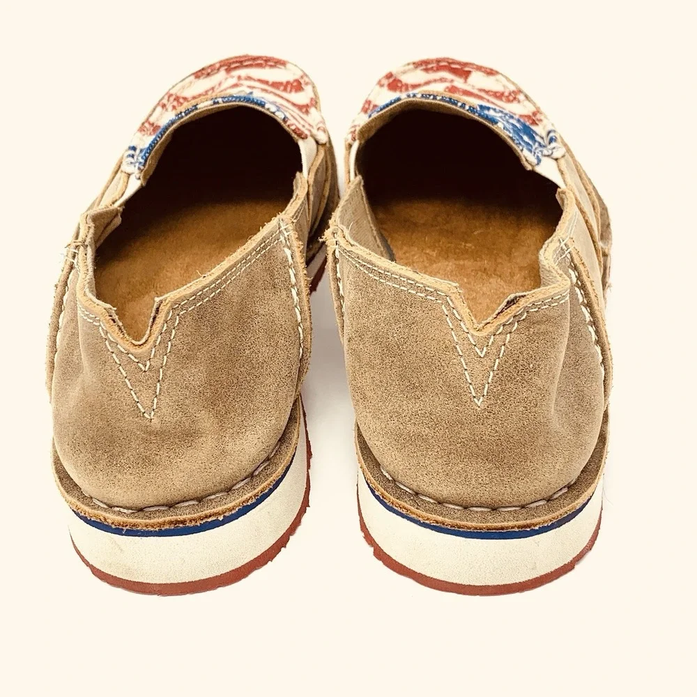 Ariat Women's Leather Suede Loafers Size 6 American Flag Style 10040359